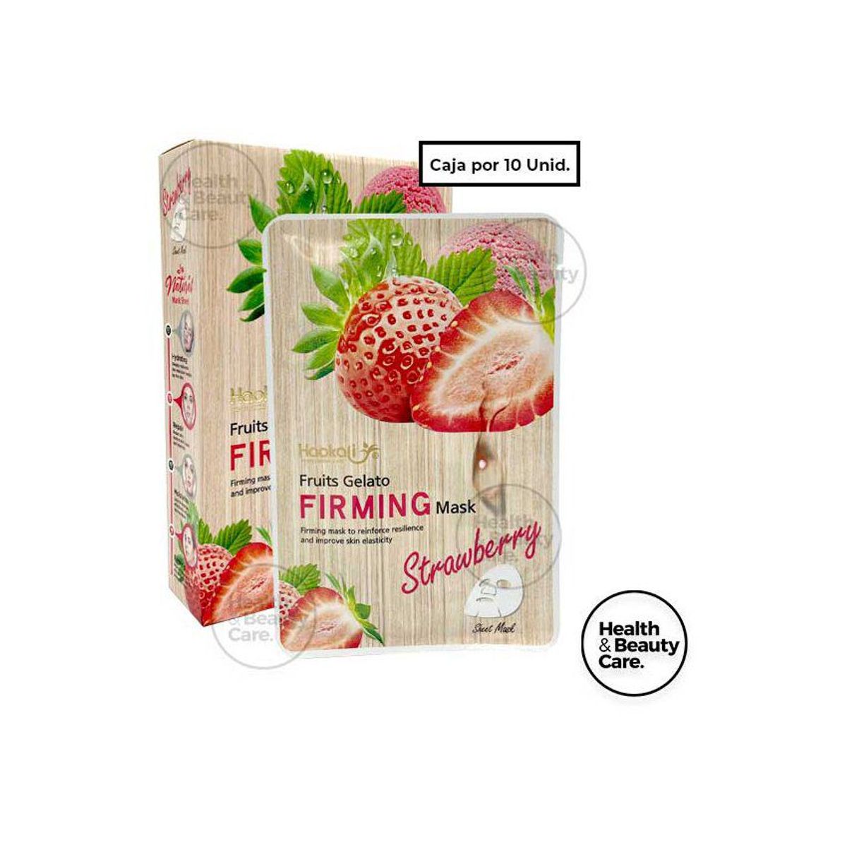 WOKALI - MASCARILLA FACIAL REAFIRMANTE DE FRESA - 10 UNIDADES -  WOKALI