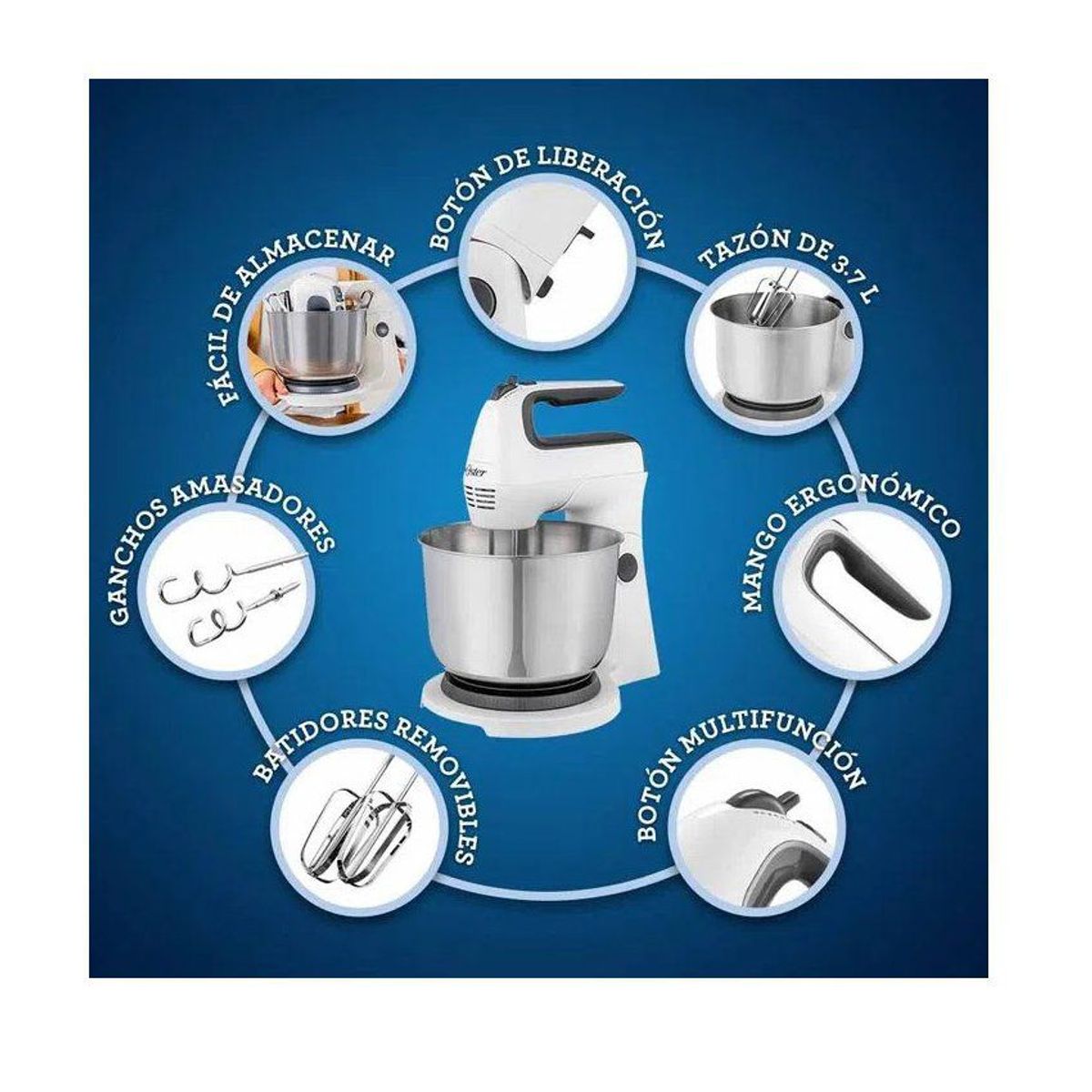 OSTER - Batidora de pedestal oster fpsths3612 tazon de acero 6 velocidades