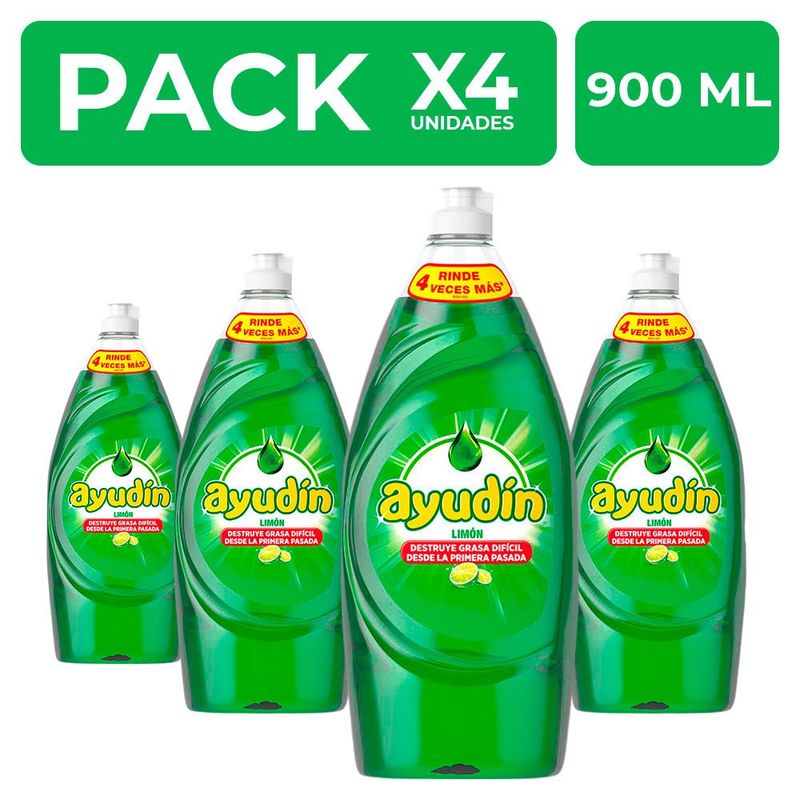 AYUDIN - PackX4 Lavavajillas Líquido Ayudín Limón 900ml