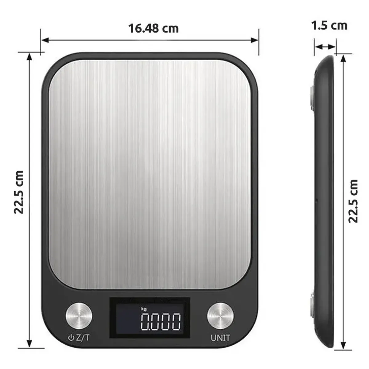JPSYSTEMS - Balanza gramera portatil metálica 10KG botones táctiles a pilas JBM-45