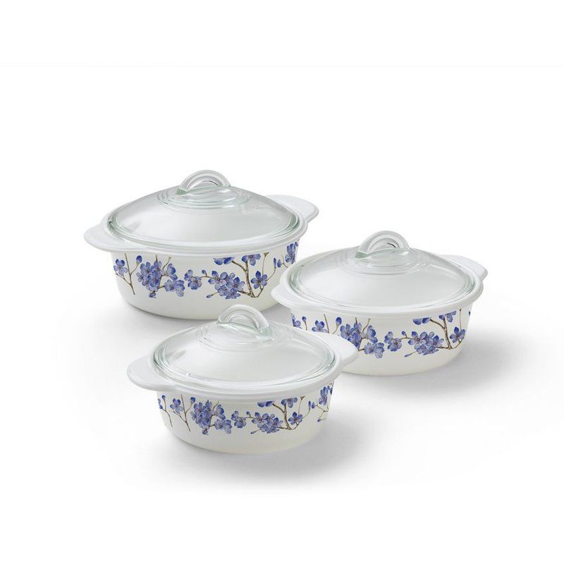 BEHOME - Set De 3 Fuentes Con Tapa Azulea