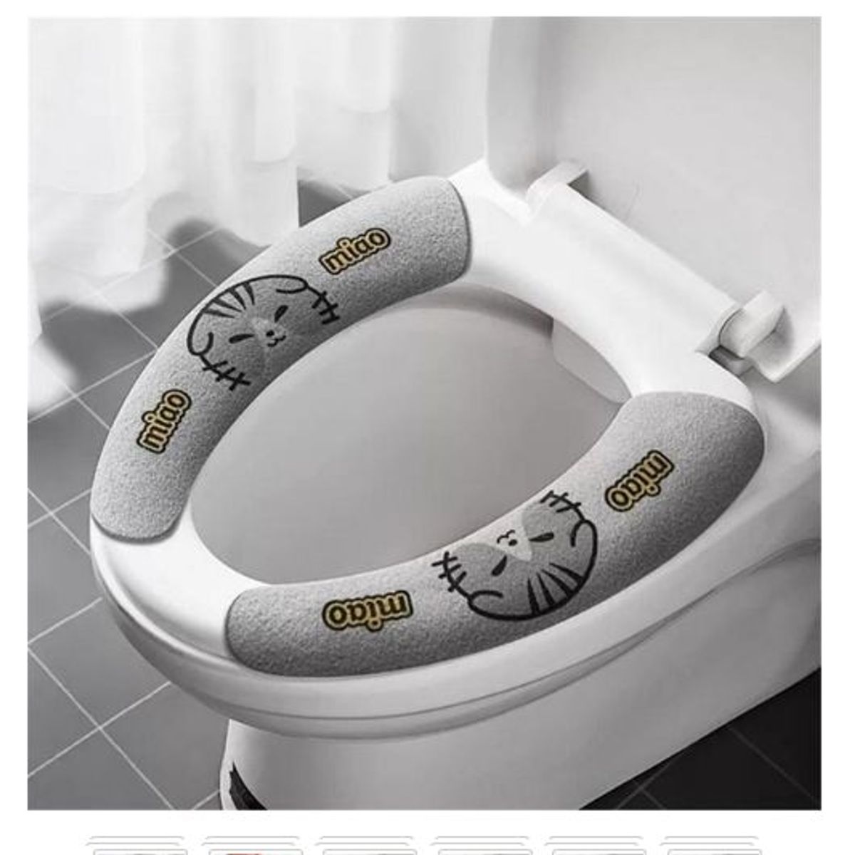 GENERICO - Protector de inodoro Funda de baño con diseño Set x4 pares plomo