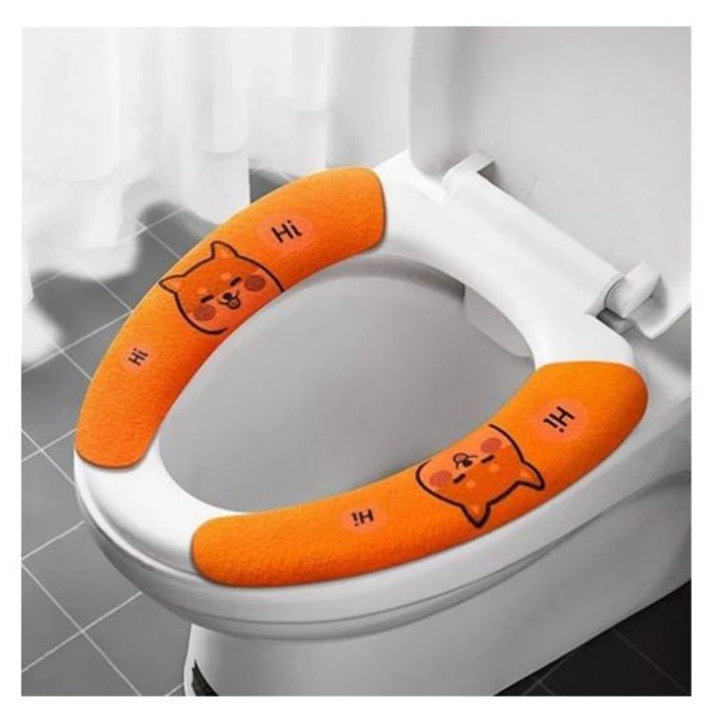 GENERICO - Protector de inodoro Funda de baño con diseño Set x4 pares naranja