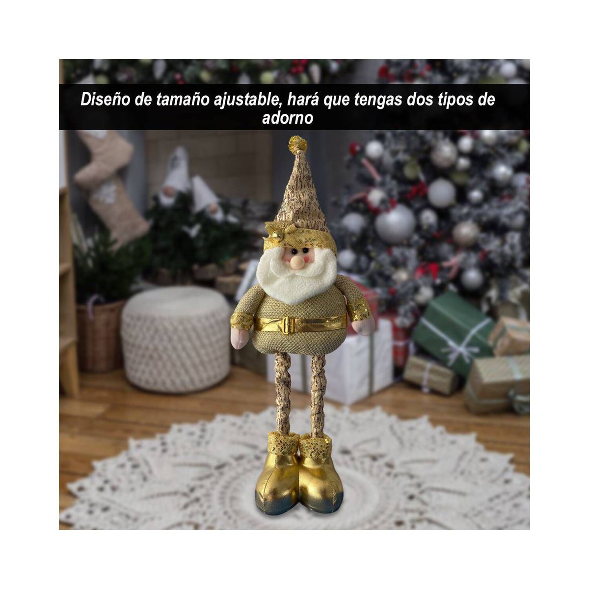 GENERICO - Muñeco Patilarga Santa Claus Papa Noel Navidad 63 CM