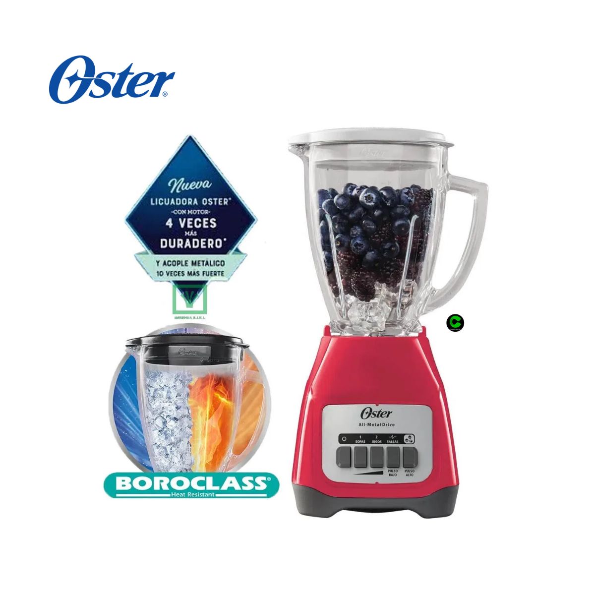 OSTER - Licuadora Oster 15 L 550 W Vaso de Vidrio BLSTKAG-MPB