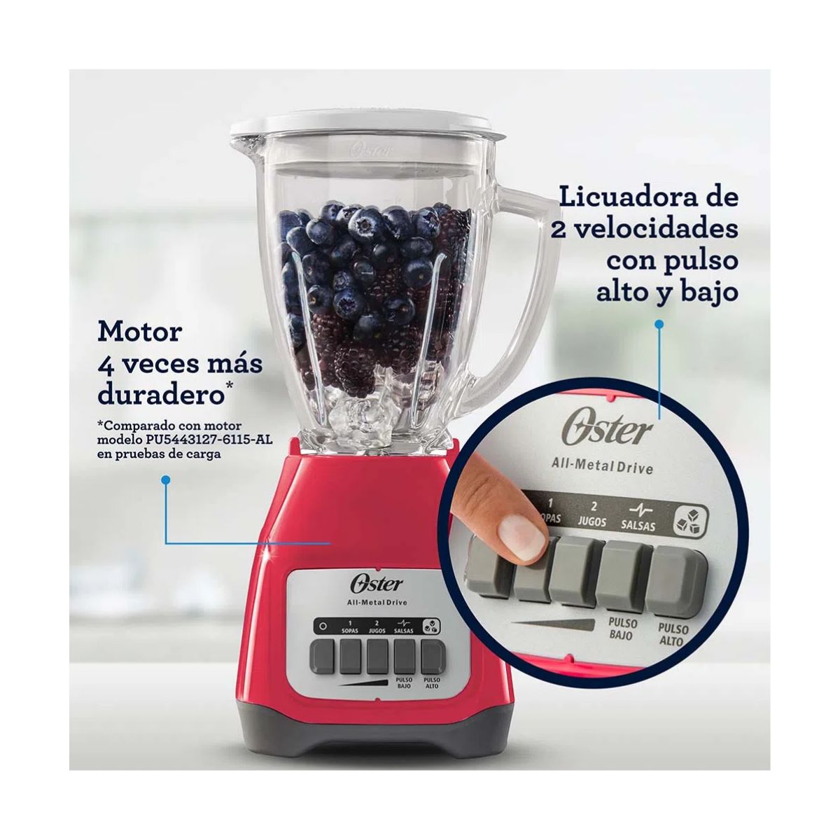 OSTER - Licuadora Oster 15 L 550 W Vaso de Vidrio BLSTKAG-MPB