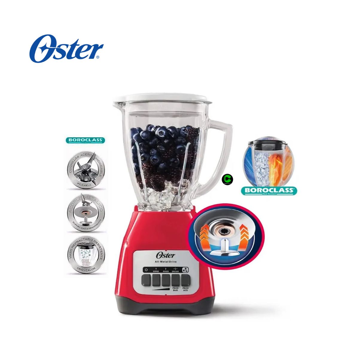 OSTER - Licuadora OSTER 2 velocidades vaso de vidrio BLSTKAG MPB - SANDIA