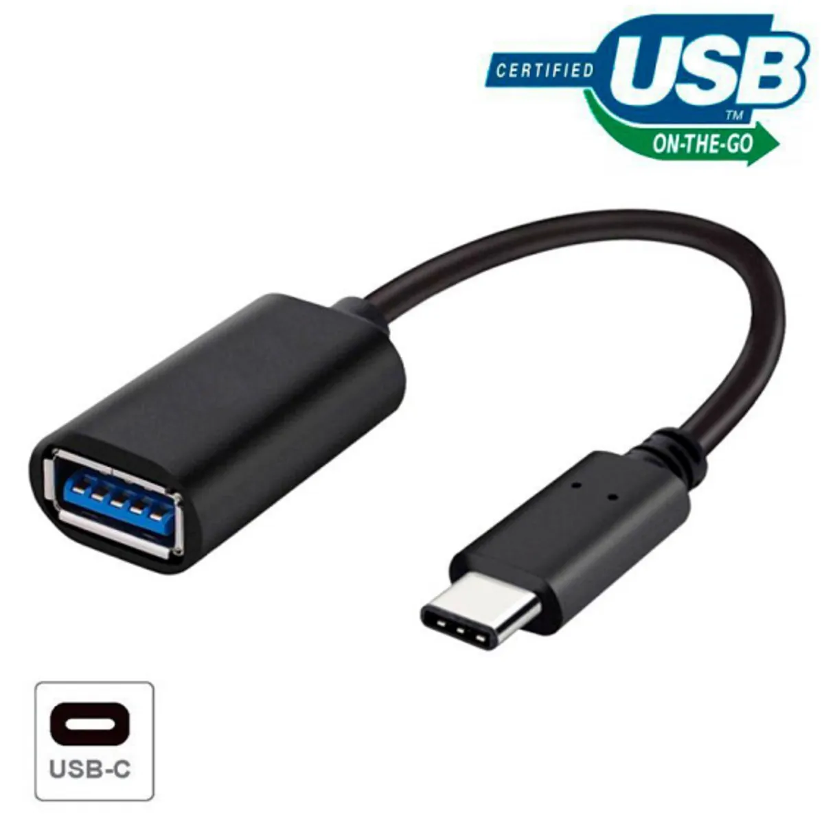 GENERICO - Cable Otg Adaptador De Usb A Tipo C Para Celulares Negro