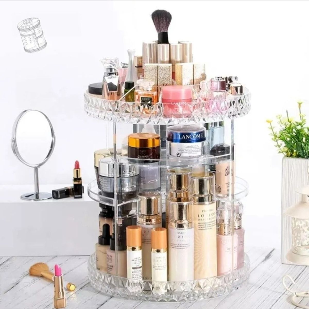 GENERICO - Organizador de Maquillaje Cosmeticos Joyero Giratorio 360°