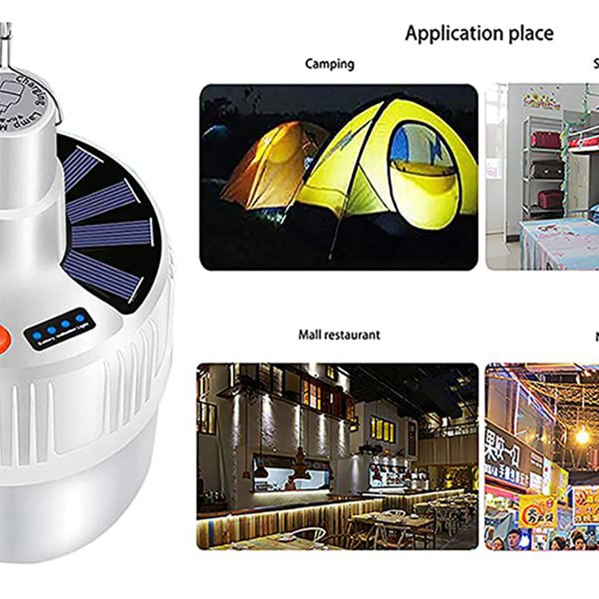 INSPIRA MARKET - Foco bombilla lámpara 35 Watts Led portátil recargable + luz solar