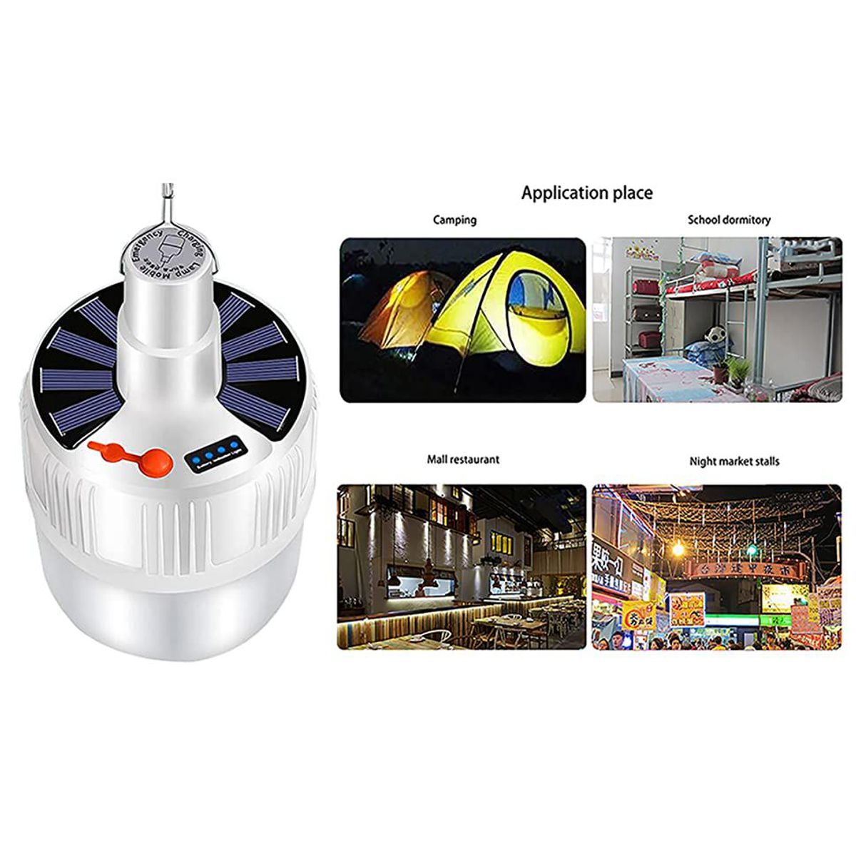 INSPIRA MARKET - Foco bombilla lámpara 35 Watts Led portátil recargable + luz solar