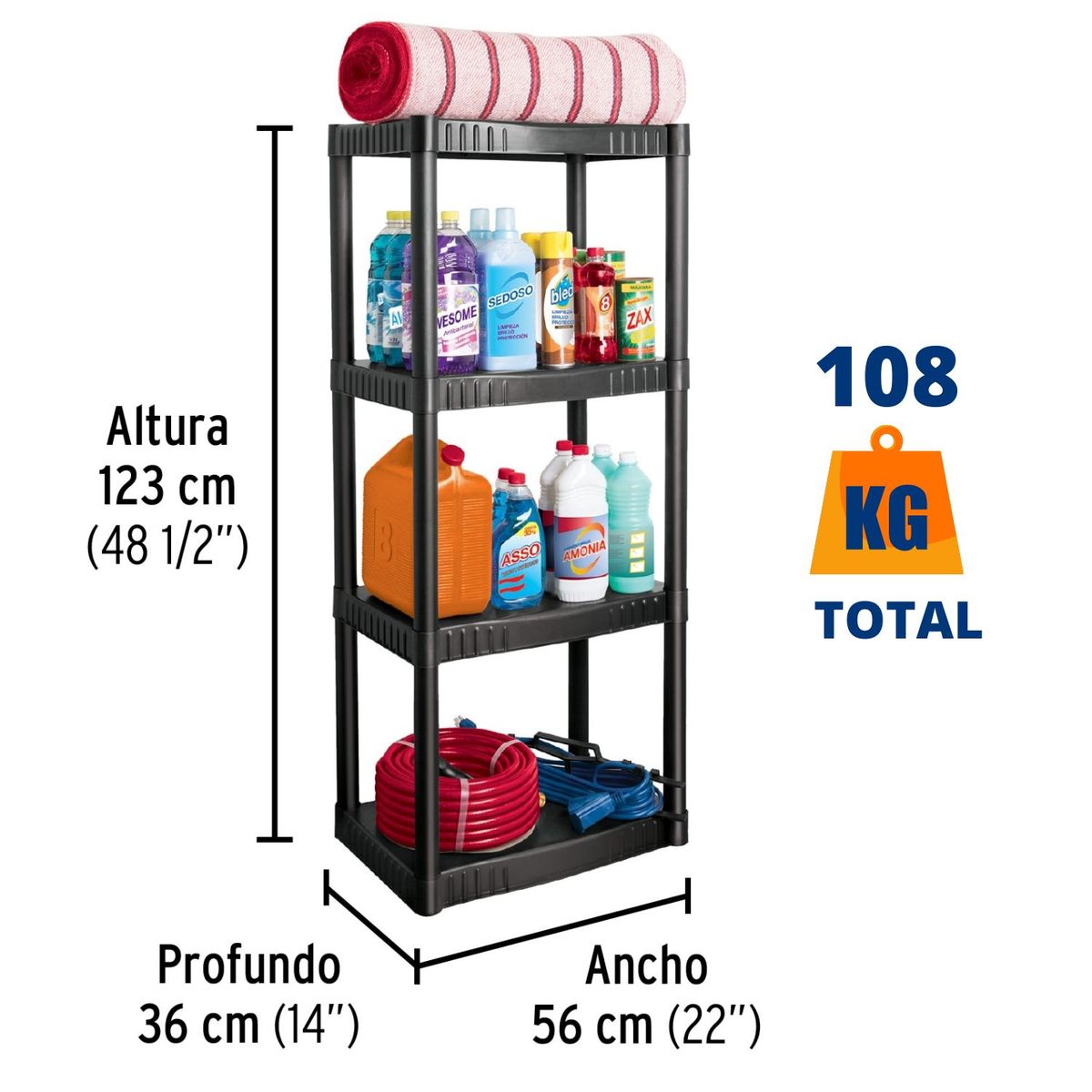 PRETUL - Estante plástico, estante organizador 2 piezas, pretul 108kg