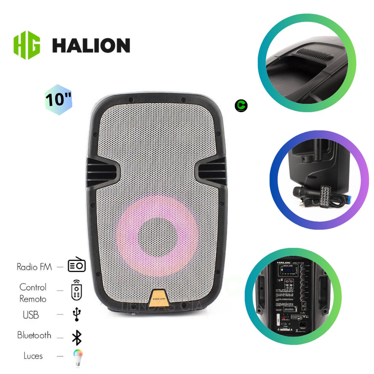 HALION - Parlante activo halion pha-10mb 1uhf mic bateria