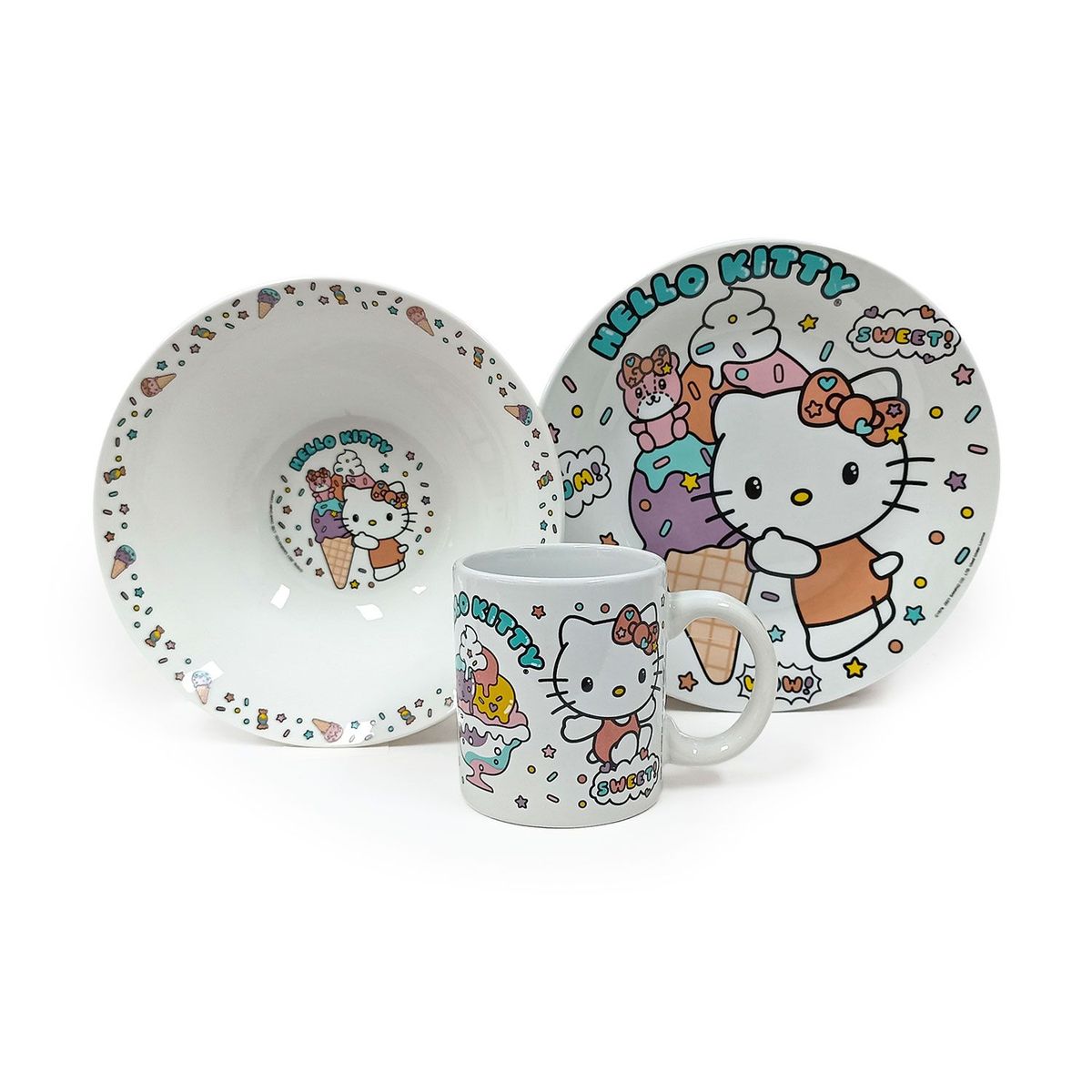 SCOOL - Set ceramica x3 piezas bowlplatotaza-kitty