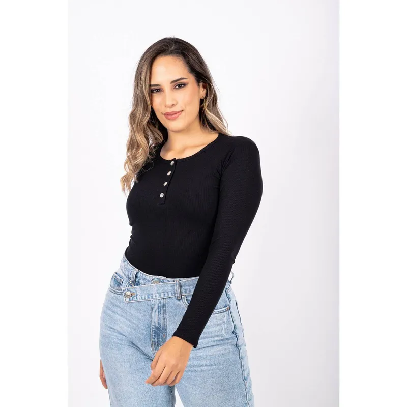 PYT - Polo Algodón Rib Manga Larga Mujer.-