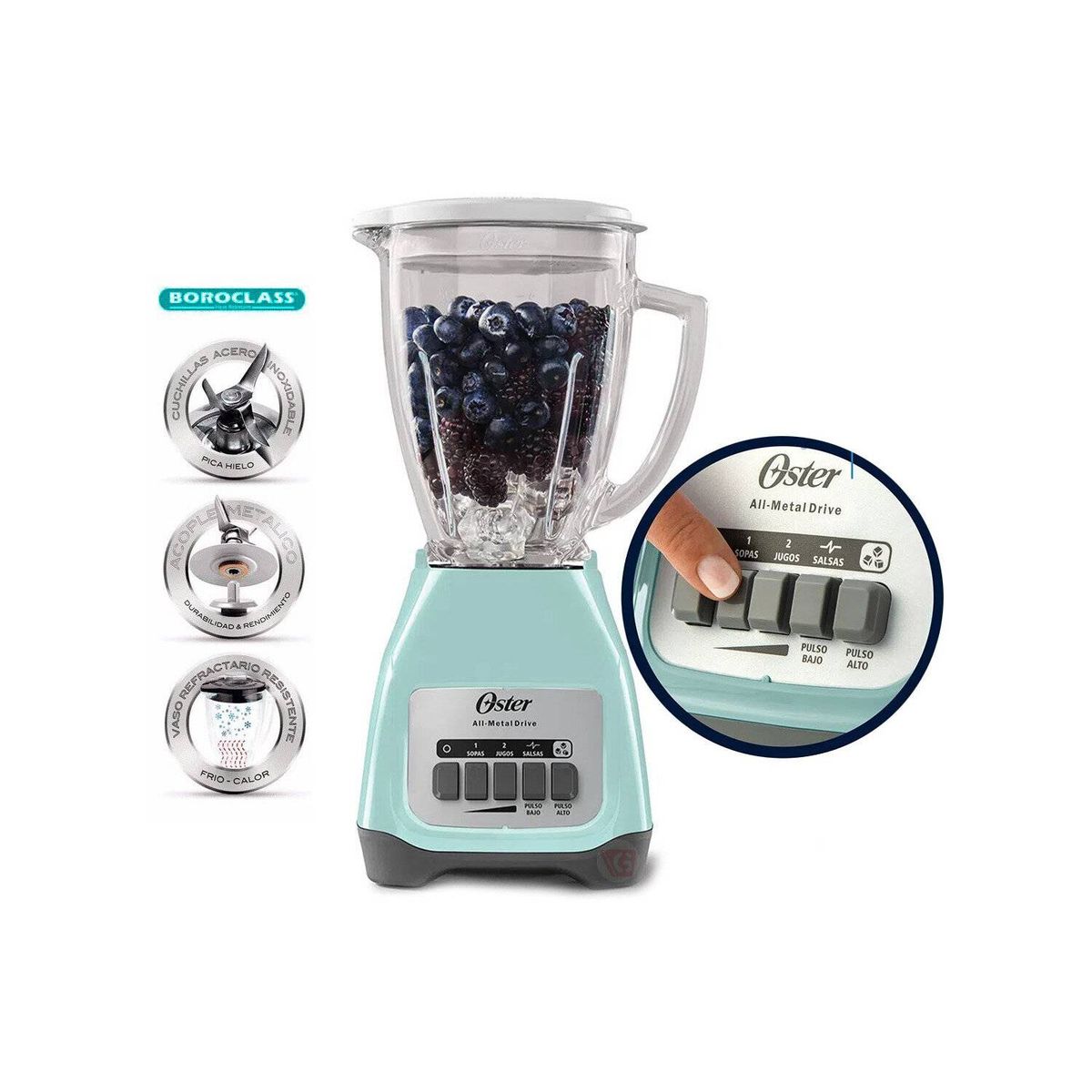 OSTER - LICUADORA OSTER VASO DE VIDRIO 1.5 L 550W BLSTKAG-VPB