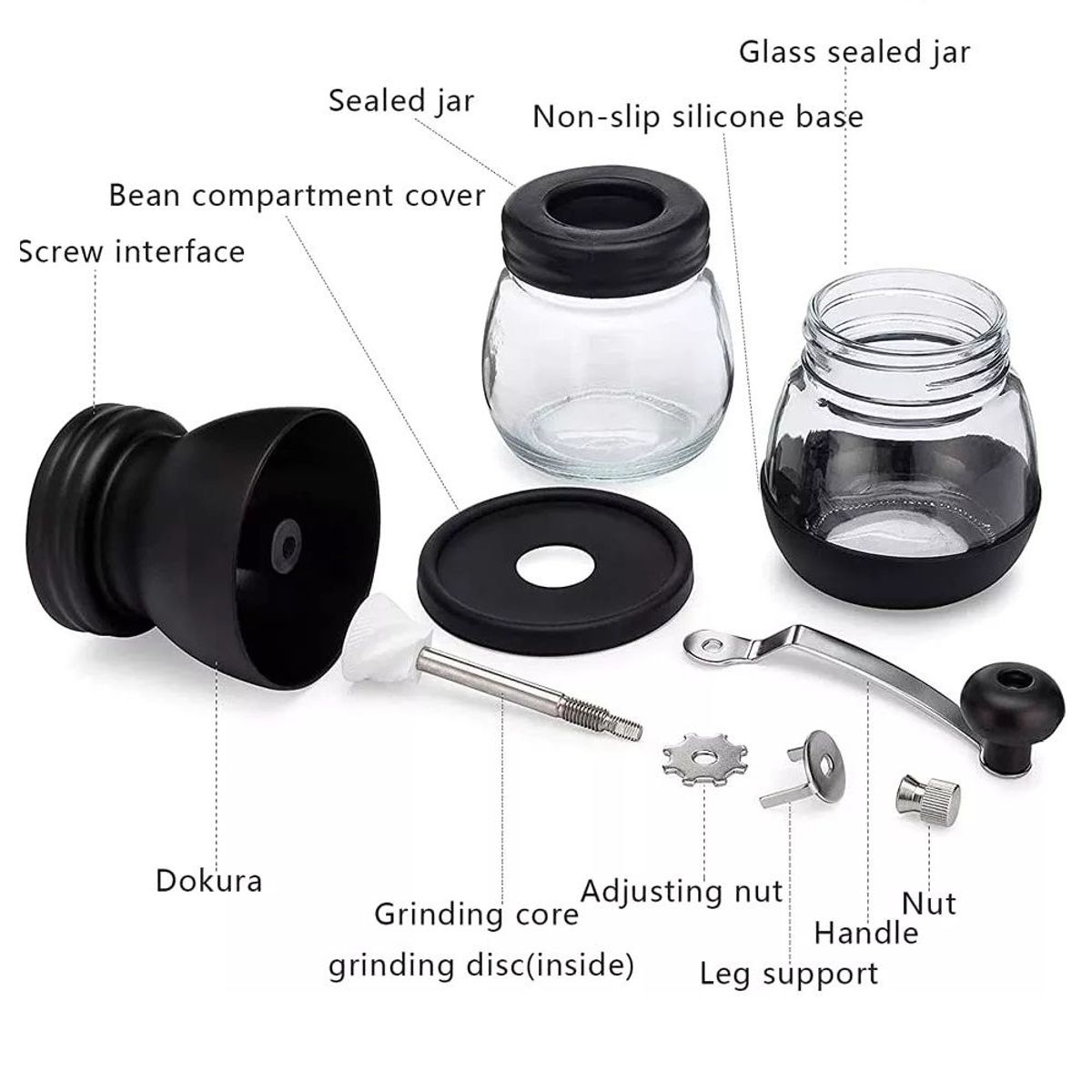 GENERICO - Molinillo manual de café con graduación de molido