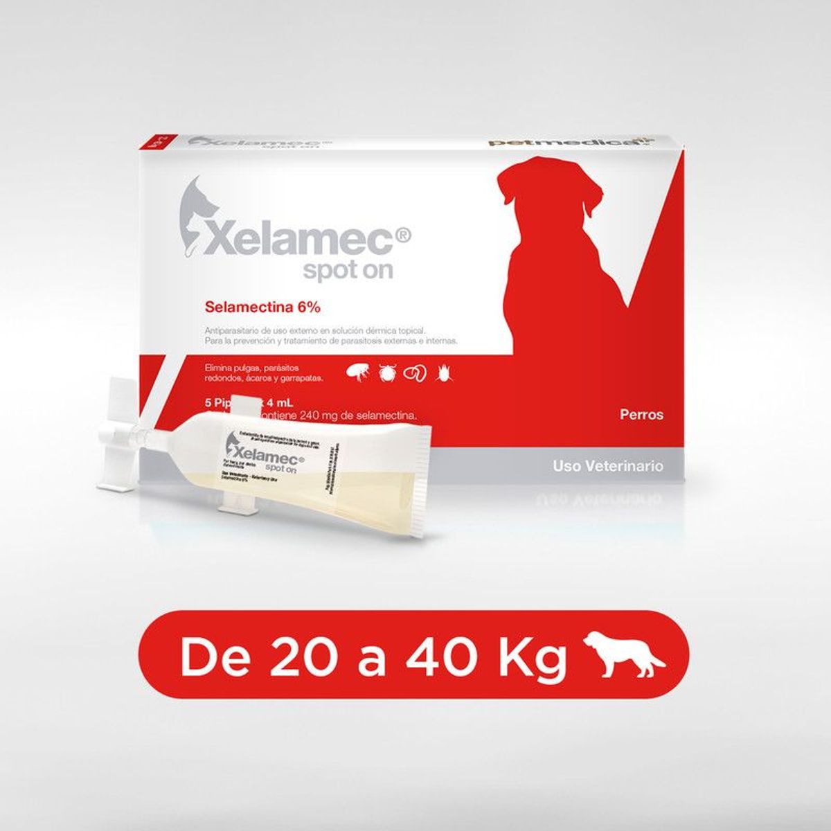 XELAMEC - ANTIPULGAS PARA PERROS Y GATOS XELAMEC DE 20-40KG X 5PIPETAS