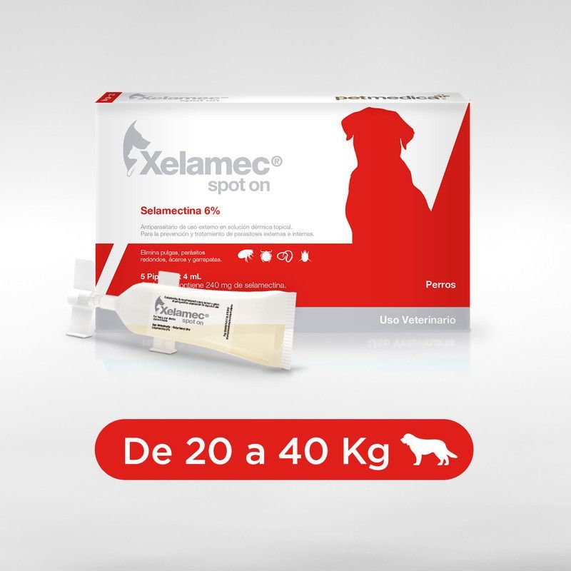 XELAMEC - ANTIPULGAS PARA PERROS Y GATOS XELAMEC DE 20-40KG X 5PIPETAS