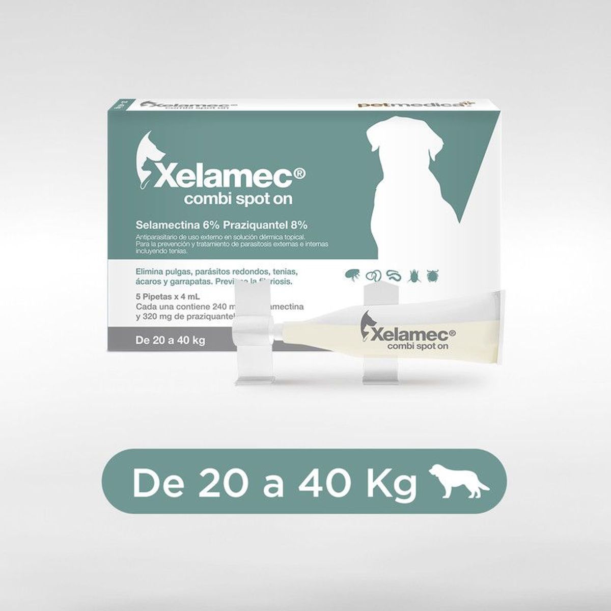XELAMEC - ANTIPULGAS PARA PERROS XELAMEC COMBI 20 a 40 KG X 5 PIPETAS