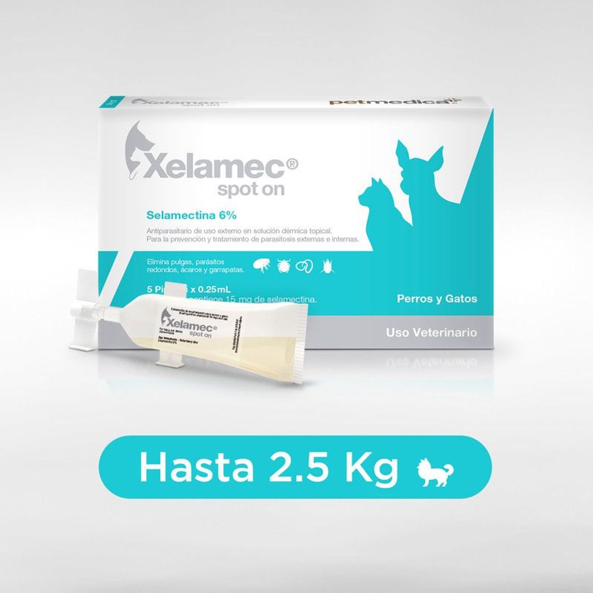 XELAMEC - ANTIPULGAS PARA PERROS Y GATOS XELAMEC HASTA 2.5 KG X 5 PIP