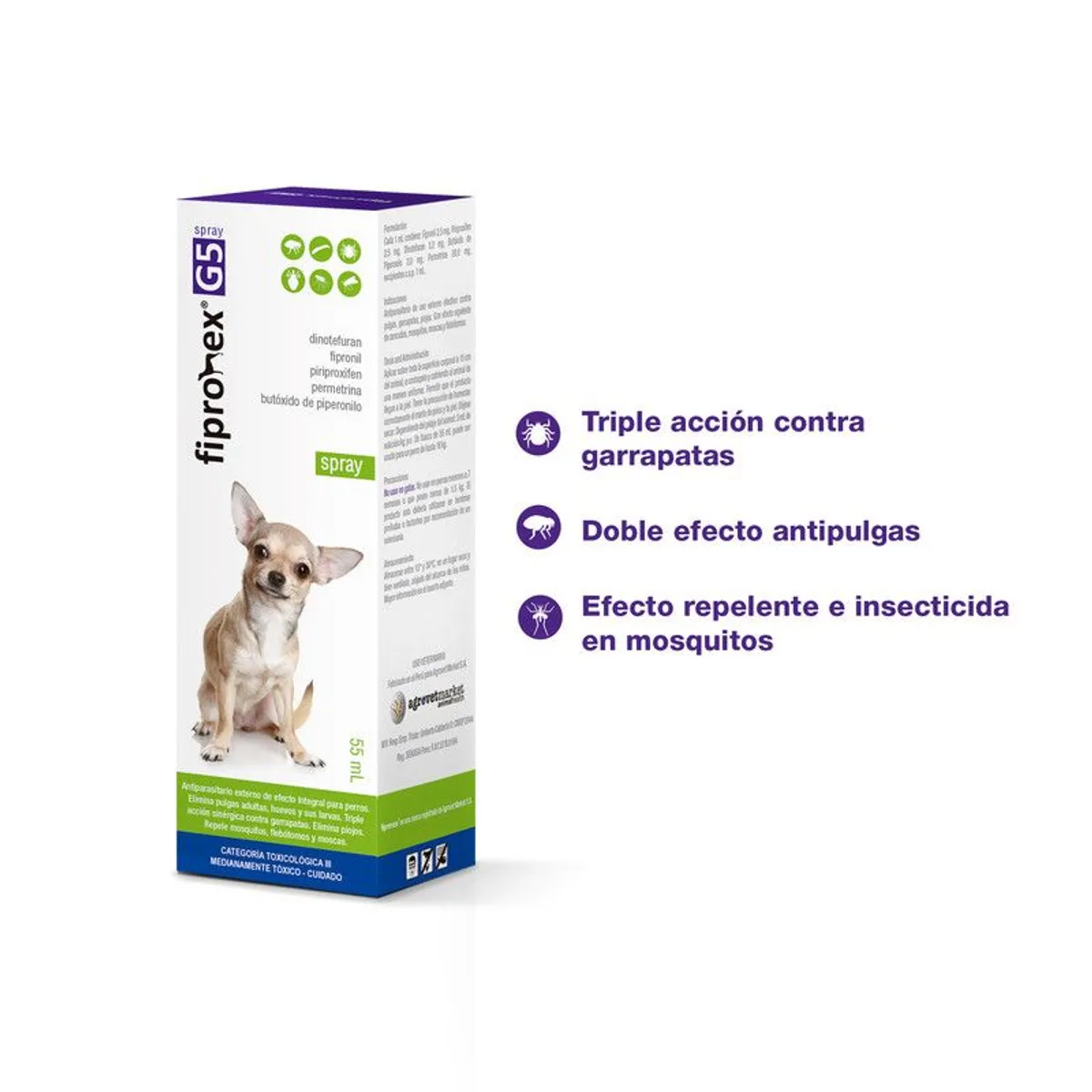 FIPRONEX - ANTIPULGAS PARA PERROS FIPRONEX G5 SPRAY X 55 ML