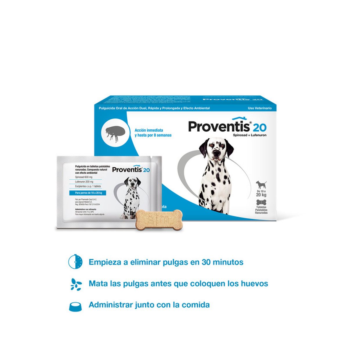 ANTIPULGAS PARA PERROS PROVENTIS 20 X 6 TABLETAS, marca PROVENTIS - Foto Principal