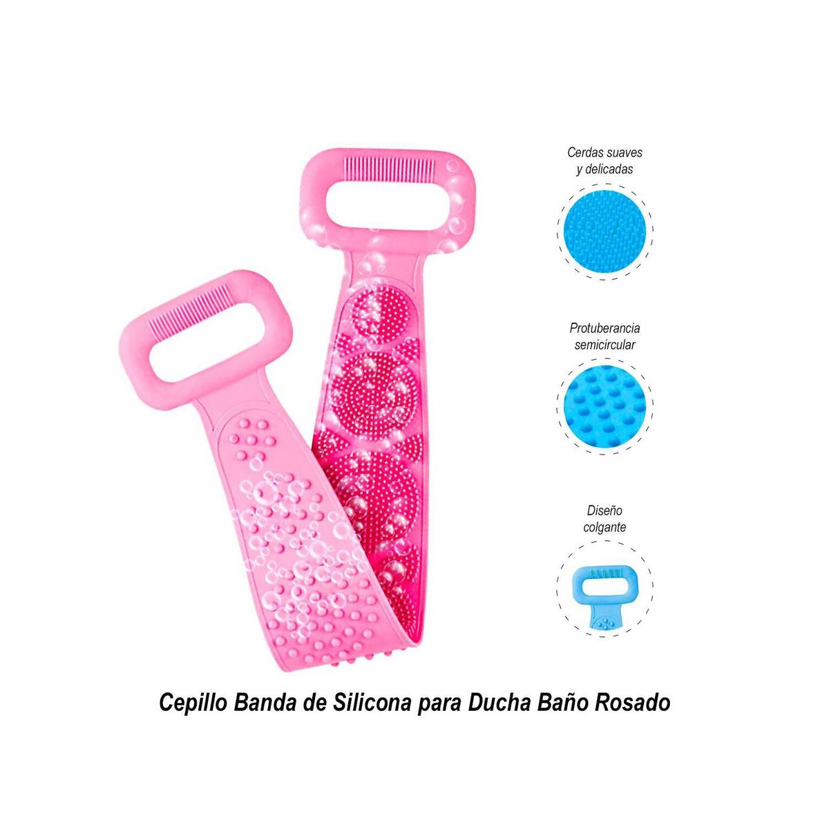 GENERICO - Cepillo Banda de Silicona para Ducha Baño Rosado