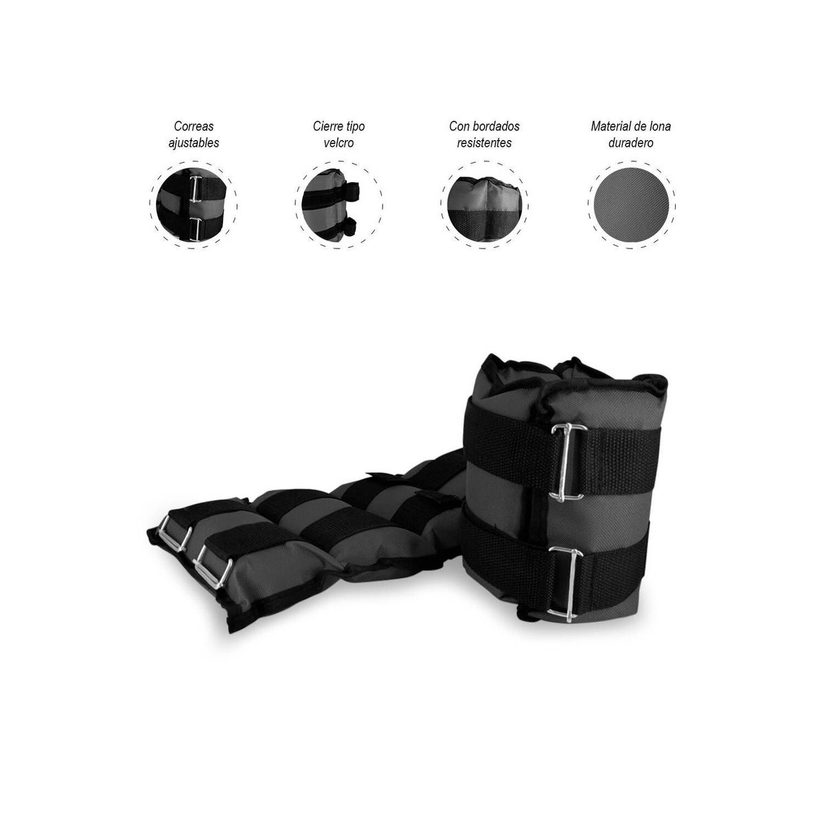 SASARU - Pesas Tobilleras de 2kg Negro