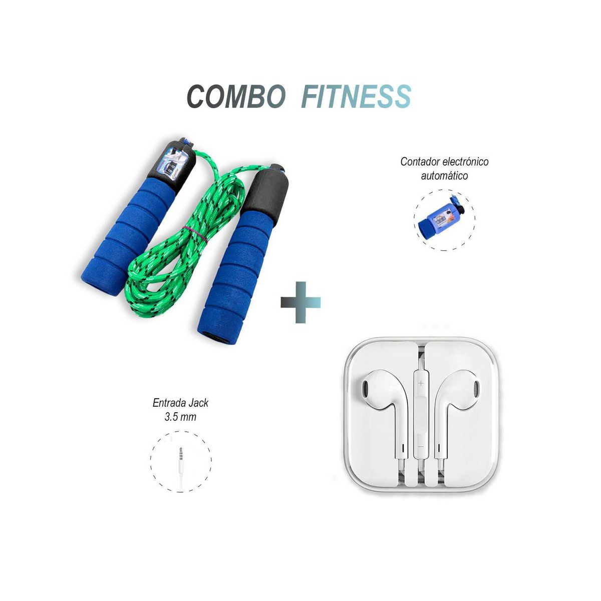 GENERICO - Salta Soga  Sasaru Con Contador Digital Y Audífonos