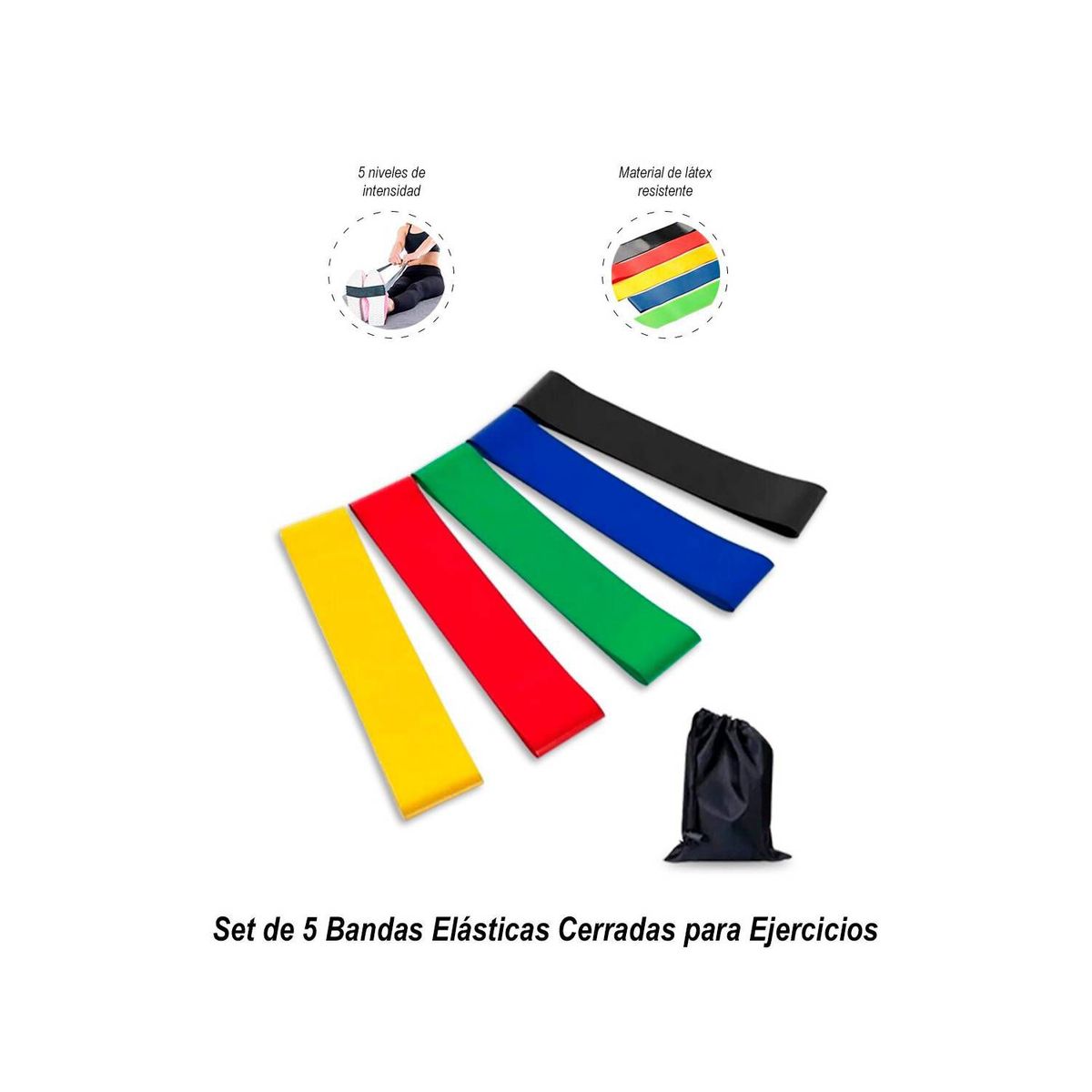 SASARU - Set de 5 Bandas Elásticas Cerradas para Ejercicios