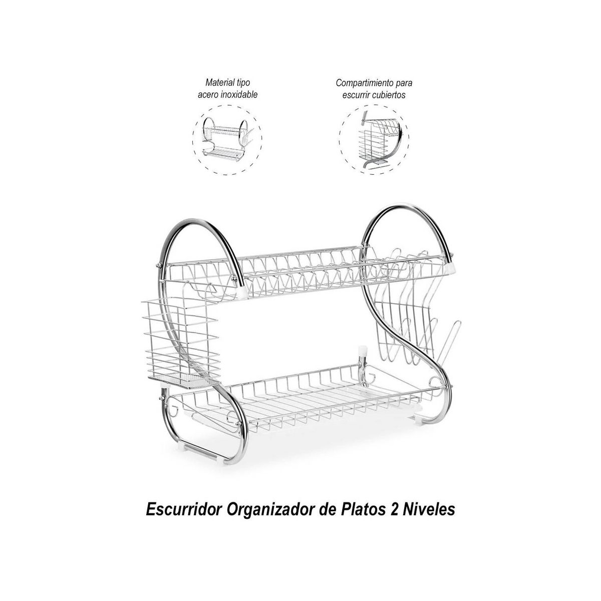 GENERICO - Escurridor Organizador de Platos 2 Niveles