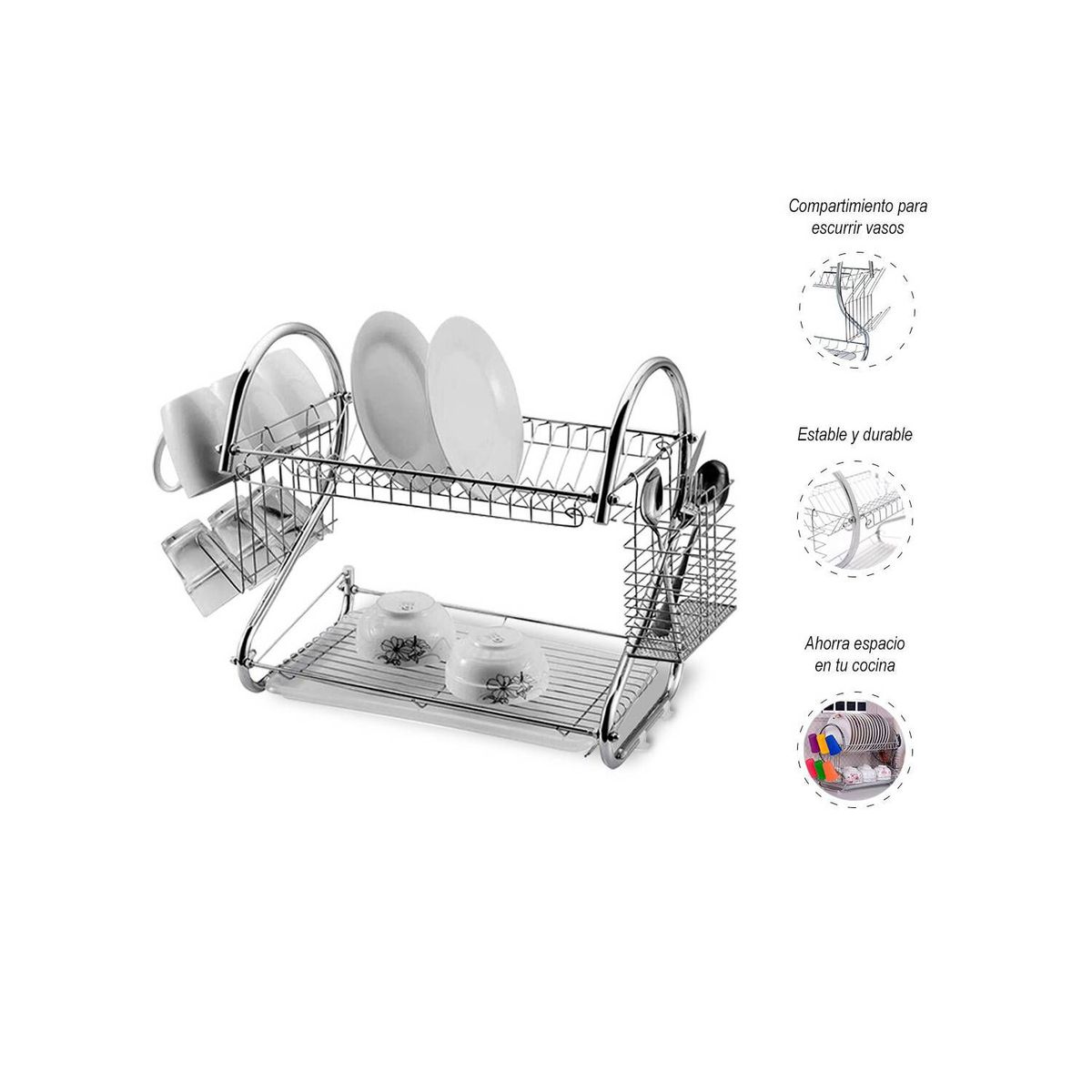 GENERICO - Escurridor Organizador de Platos 2 Niveles