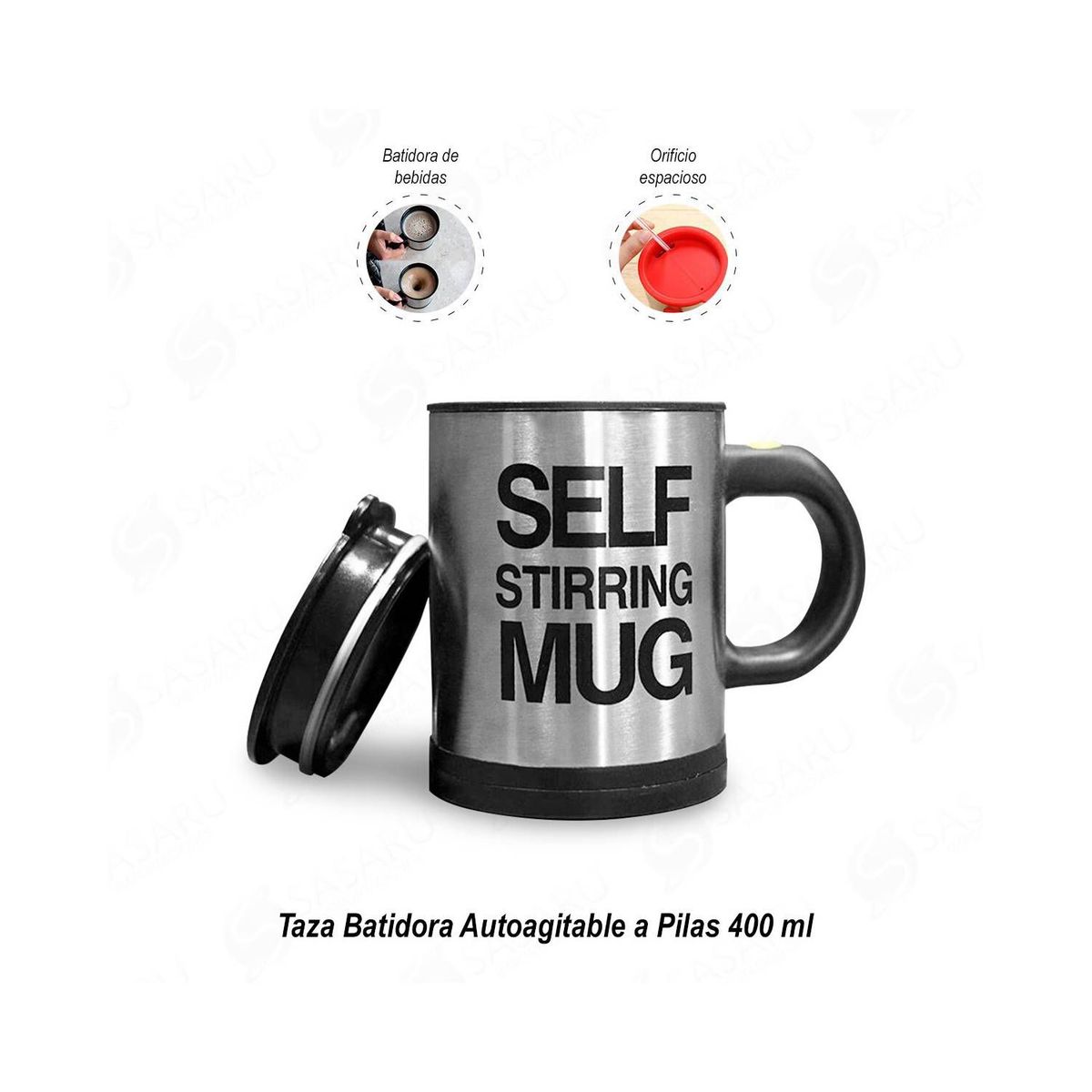 GENERICO - Taza Batidora Mezcladora Autoagitable a Pilas 400 ml