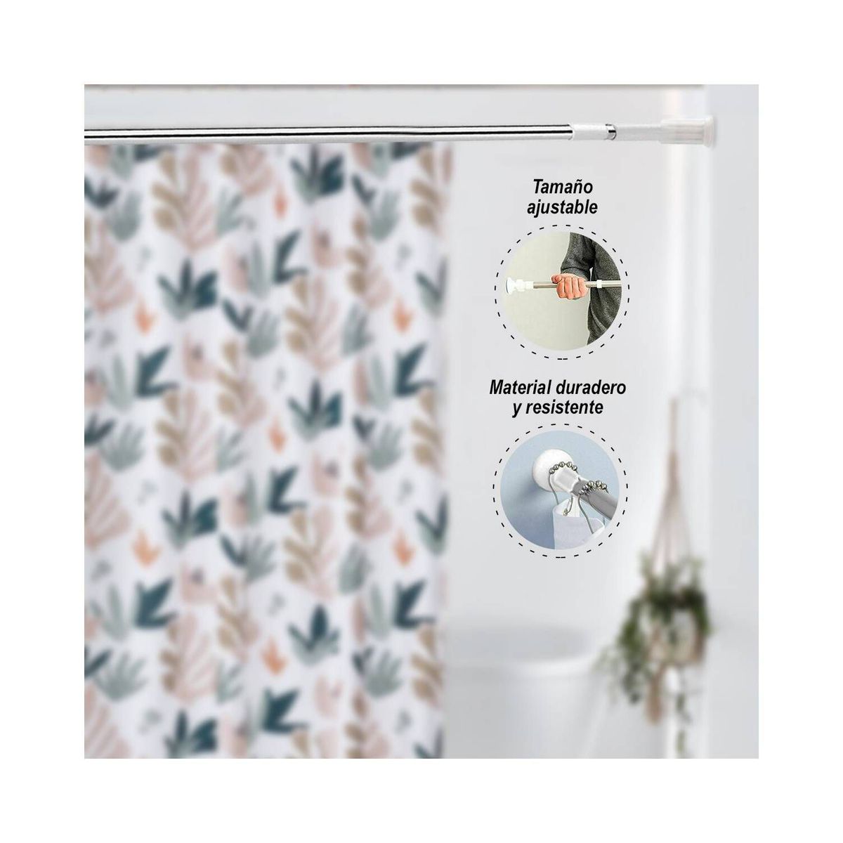 GENERICO - Barra Extensible 200cm para Cortina de Baño