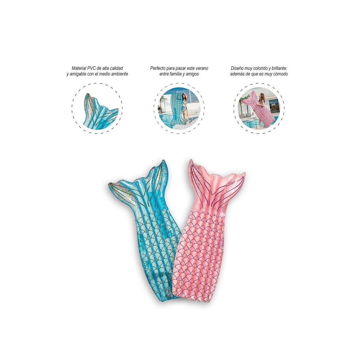 GENERICO - Flotador Cola de Sirena Tornasolado