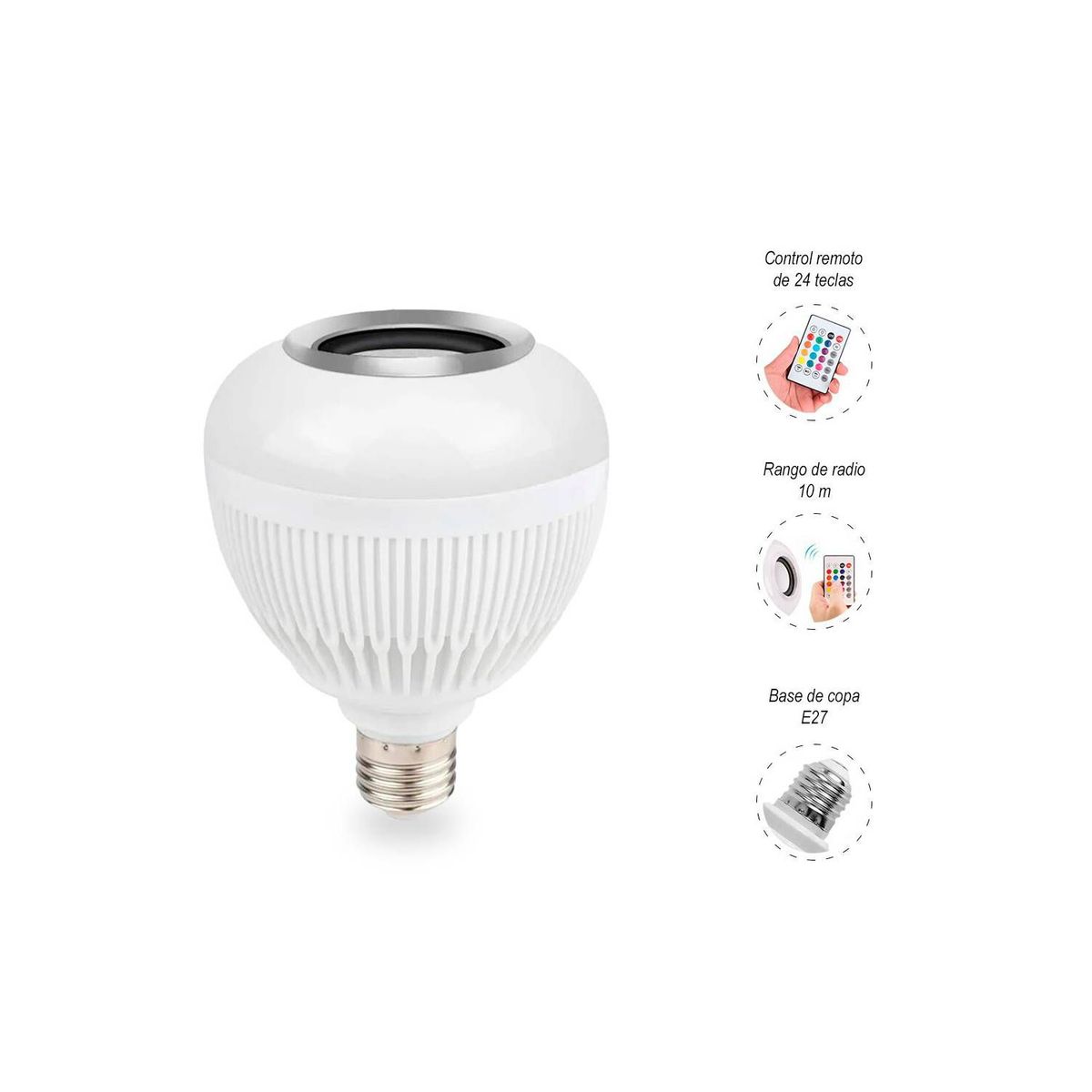 GENERICO - Foco LED RGB con Parlante Bluetooth