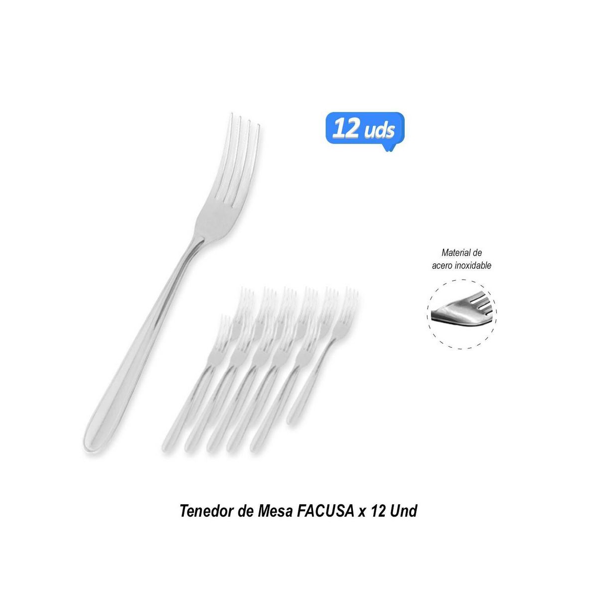 GENERICO - Cuchara de Mesa 12u Tenedor de Mesa12u  Escurridor