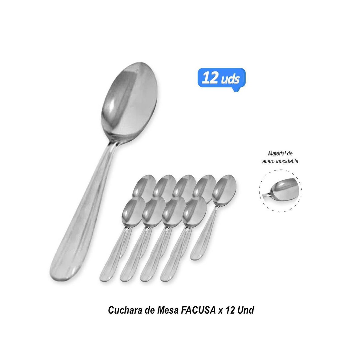 GENERICO - Cuchara de Mesa Facusa x 12 Und