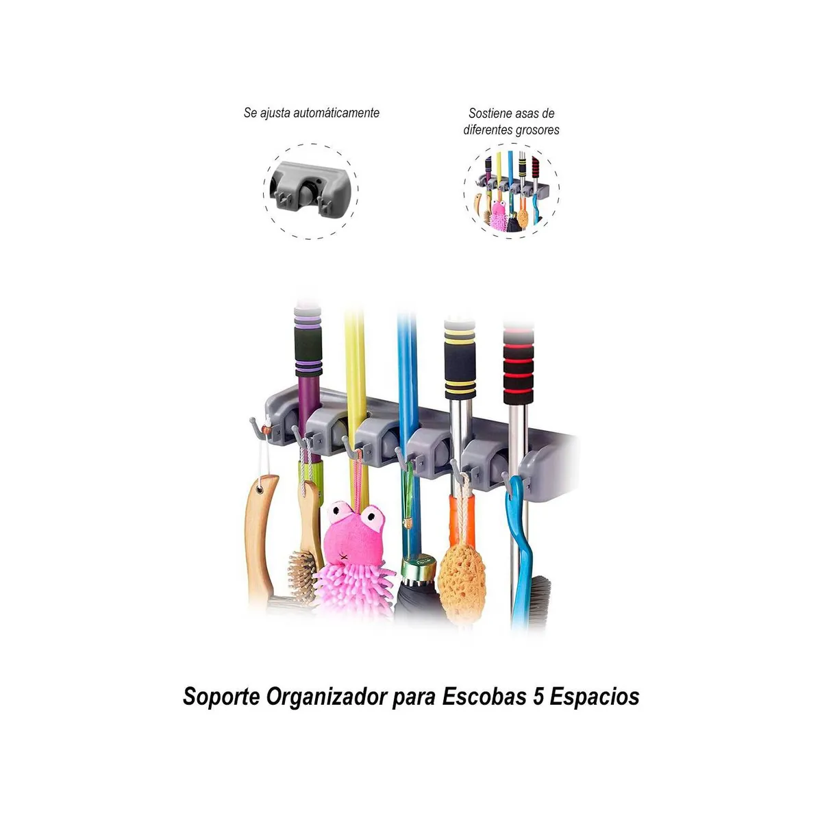 GENERICO - Soporte Organizador para Escobas 5 Espacios