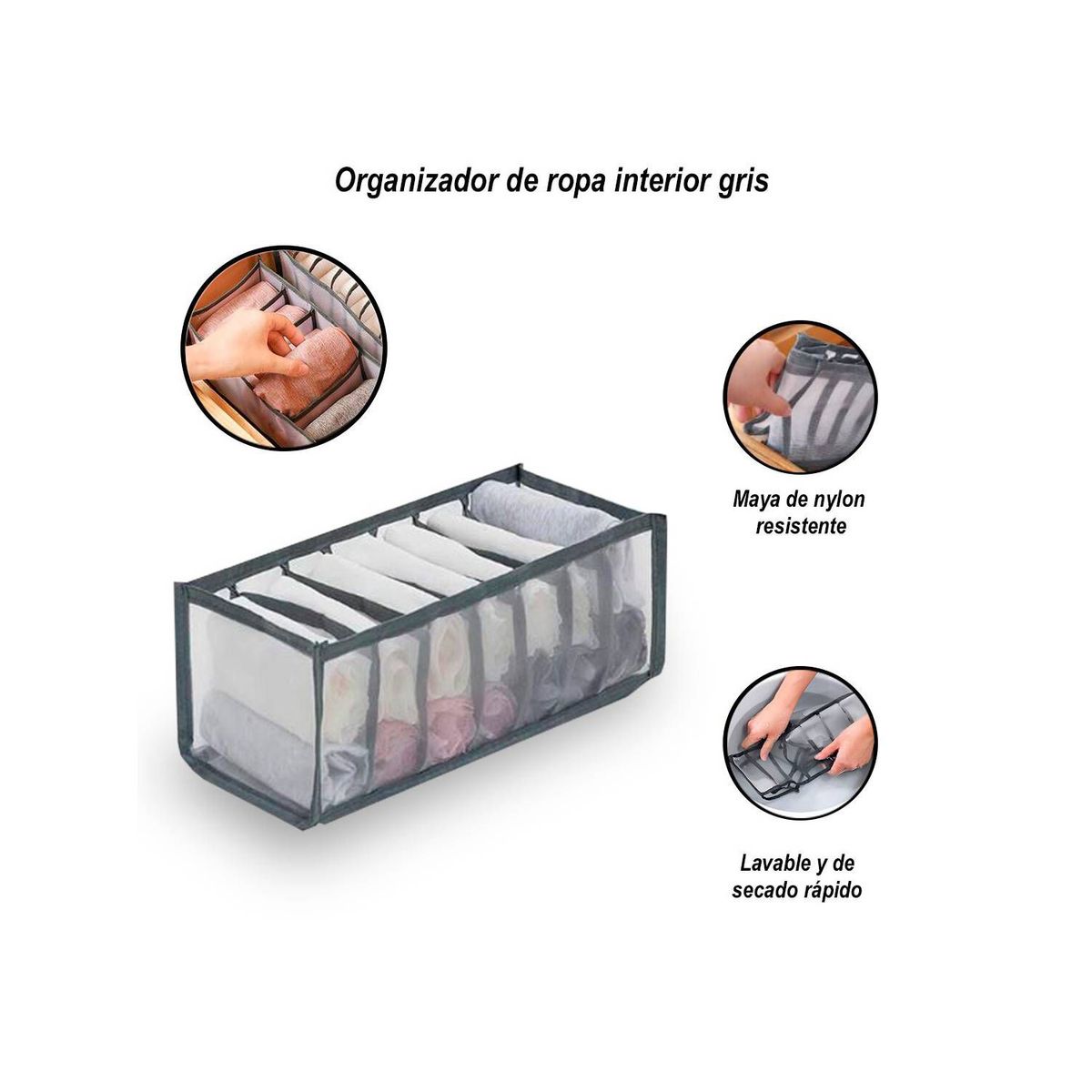 SASARU - Organizador de ropa interior gris