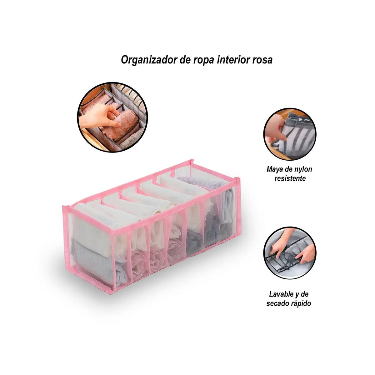SASARU - Organizador de ropa interior rosado