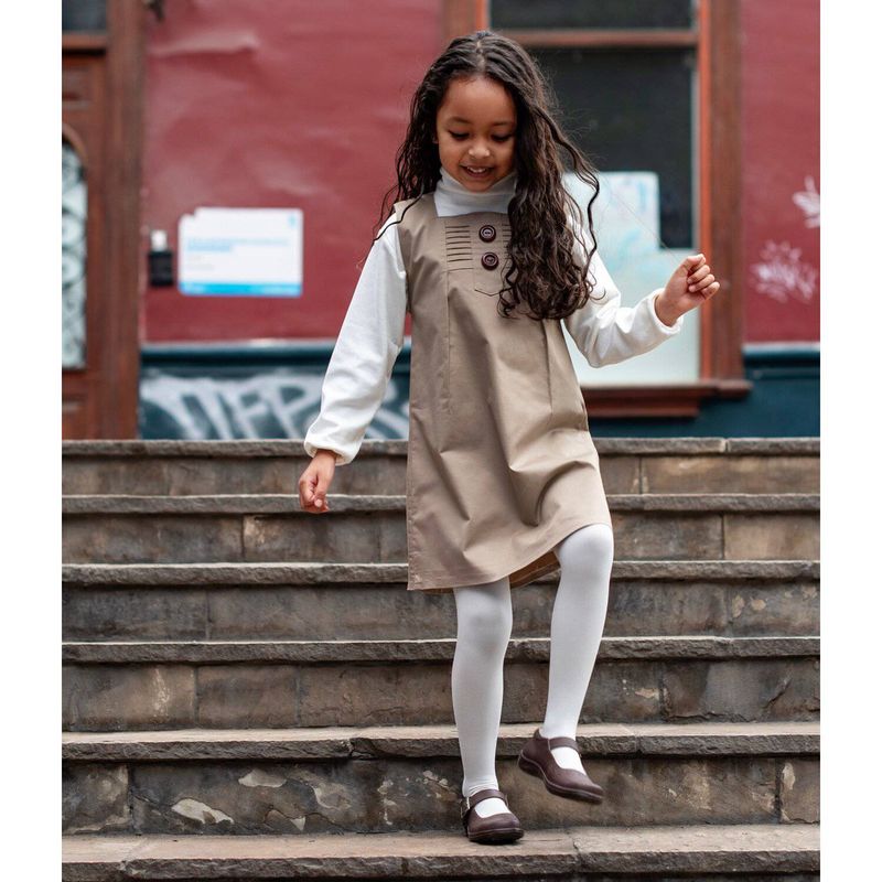 Moda Vestidos Jumper Para NiÃ±as Jumper Drill Beige Niña VALU MODA