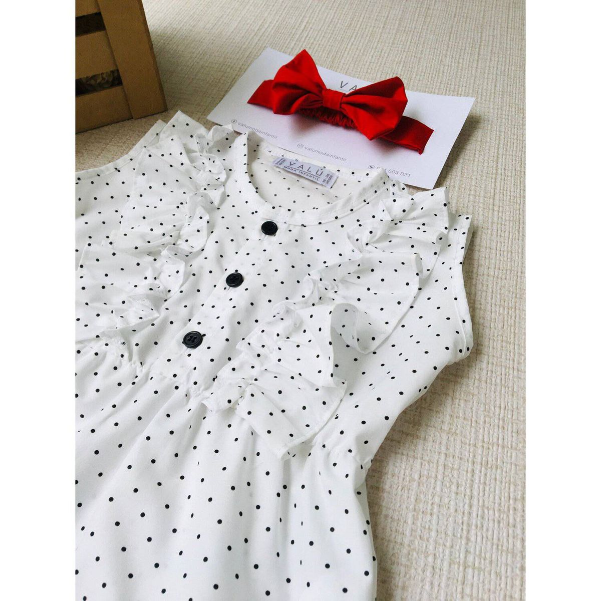 VALU MODA INFANTIL - Short rojo y blusa blanca con puntos para bebé