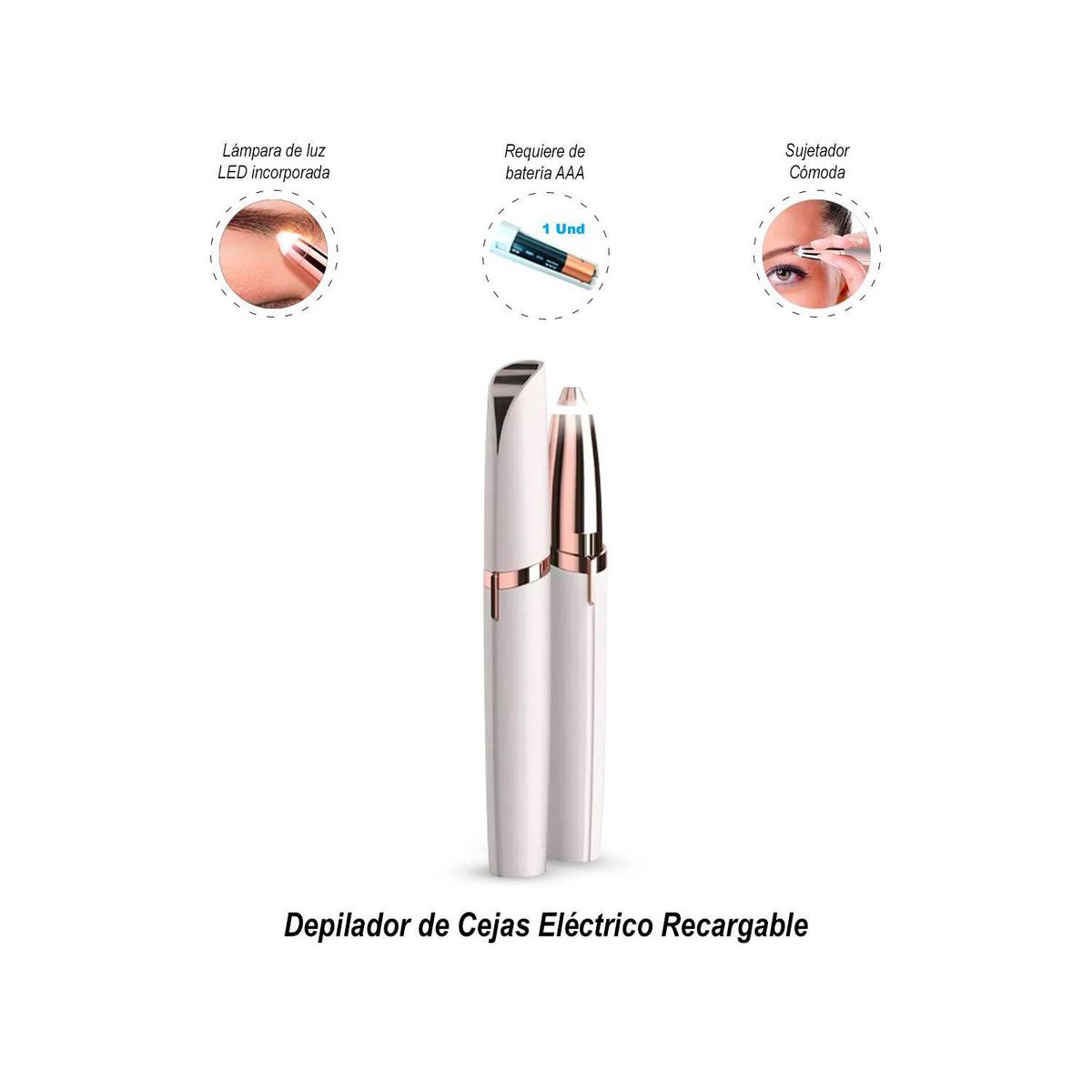 GENERICO - Depilador de Cejas Eléctrico Recargable