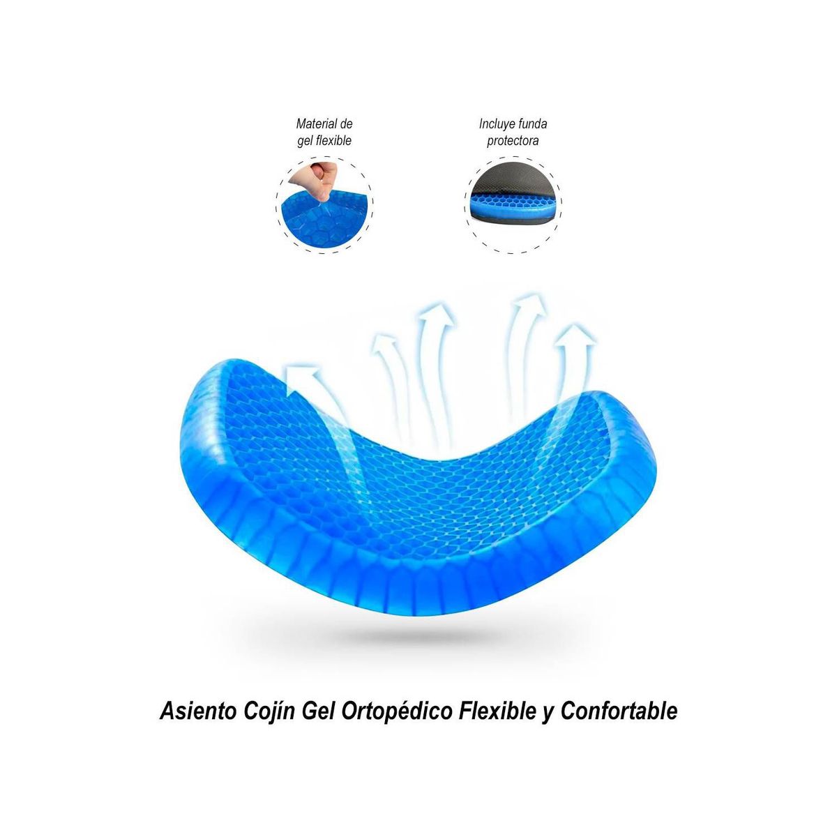 SASARU - Asiento Cojín Gel Ortopédico Flexible