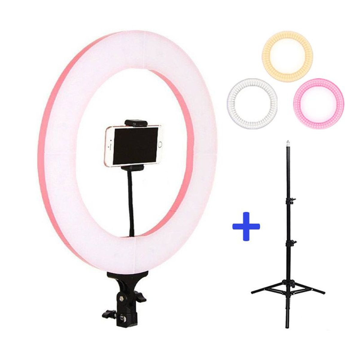 NEO DIGITAL - Trípode y Aro de Luz Led 16 pulgadas 41cm Sesión de Foto RL02 Rosado