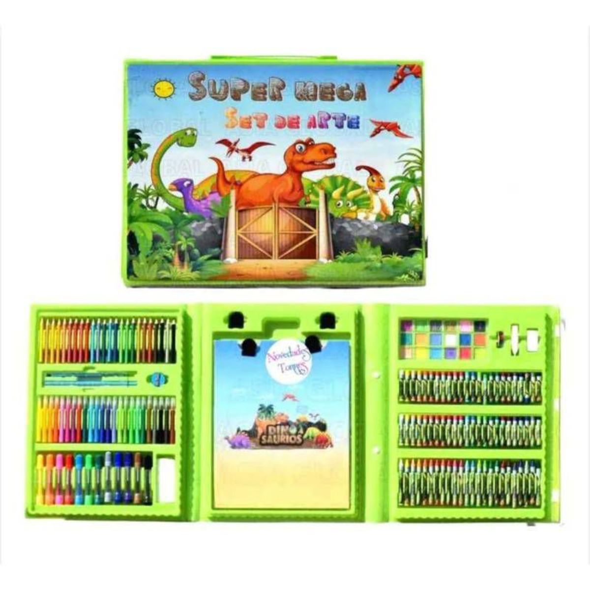 GENERICO - Mega Set de arte Dibujo 208 Pzs para Niños Celeste Verde