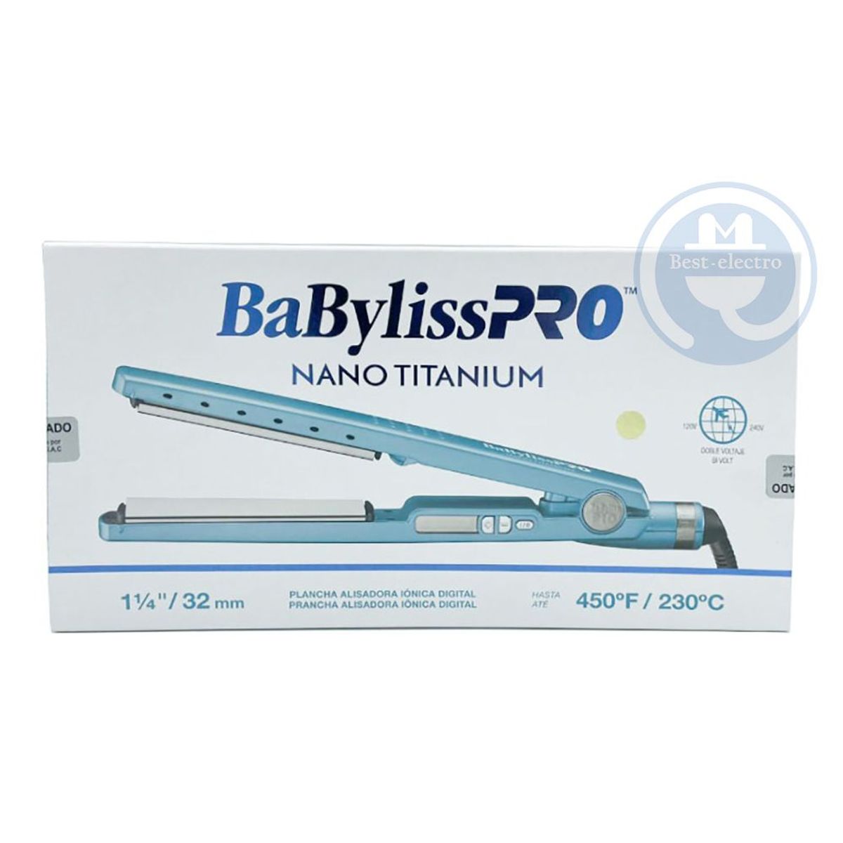 BABYLISS PRO - Alisadora Babyliss Profesional BNT4091TPE Nano Titanium Digital Azul