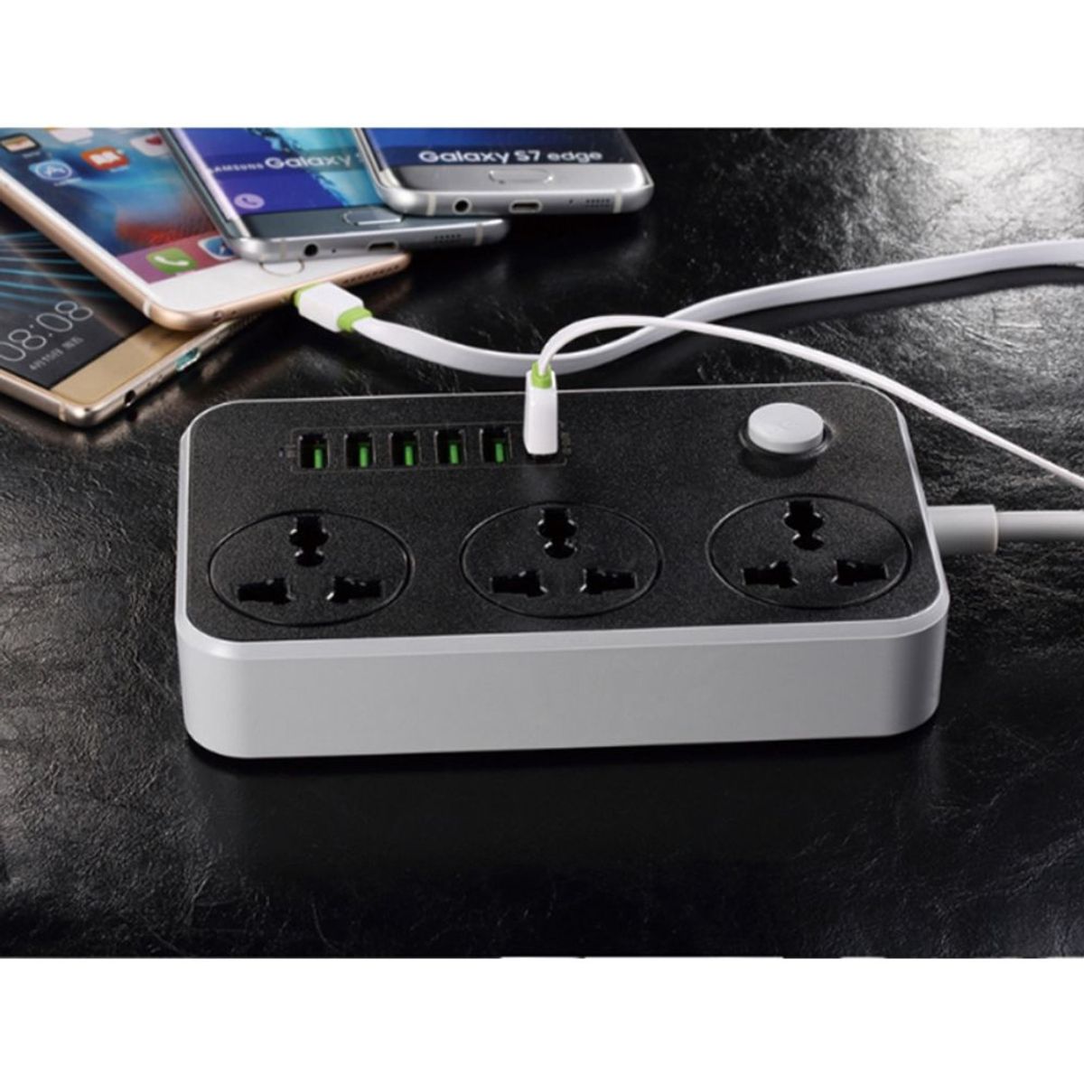 EASY&HOME - Extensión de Enchufe 6 USB 3 Power Socket Tomacorriente Easy&Home